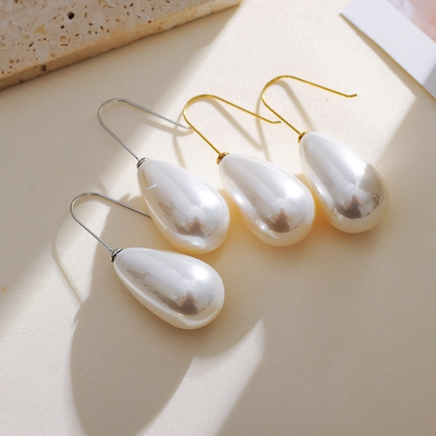Edelstahl Künstliche Perle Ohrhänger Elegante Herz Tulpe Wassertropfen Retro Ohrringe Für Damen Mode Schmuck