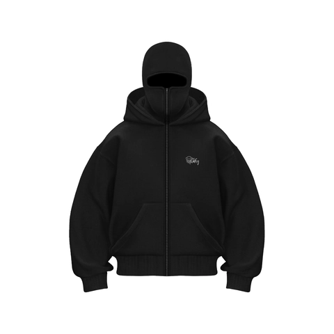 Unisex Y2K Sturmhauben Hoodie Mit Durchgehendem Reißverschluss Fleece Lockerer Sweatshirt Mit Integrierter Gesichtsmaske Streetwear Top