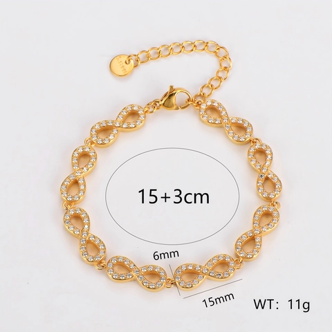 Bracciale Simbolo Infinito Acciaio Inossidabile Zircone Pavimentato Gioielli Moda Lusso Minimalista Per Donne Uomini Oro Argento