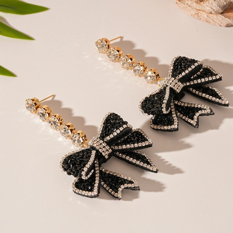 Orecchini Pendenti A Fiocco Gotico Da Donna Lega Strass Cristallo Artificiale Con Perni Per Orecchini In Argento Vintage Lusso