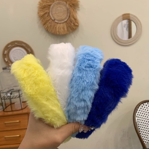 Plush Headband Faux Fur Solid Color Soft Furry Hair Hoop For Face Washing Makeup Women Fashion Hair Accessories