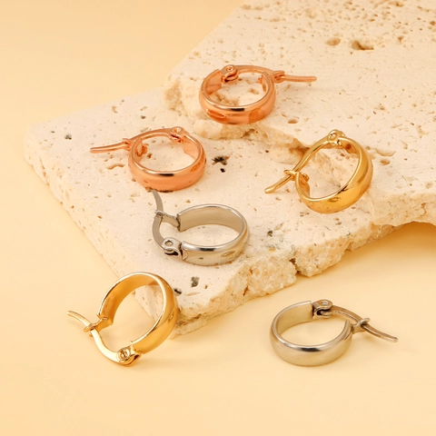 Orecchini A Cerchio Tondi Per Donna Acciaio Inossidabile Lucidato Ipoallergenico Gioielli Geometrici Moda