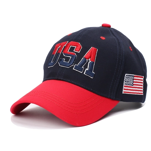 Cappello Da Baseball Ricamo USA Cotone Poliestere Toppa Bandiera Americana Fibbia Regolabile Cappello Sole Unisex