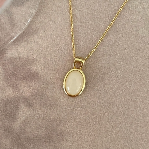 Collana In Argento Sterling 925 Da Donna Pendente In Opale Ovale Elegante Stile Francese Gioielli Vintage