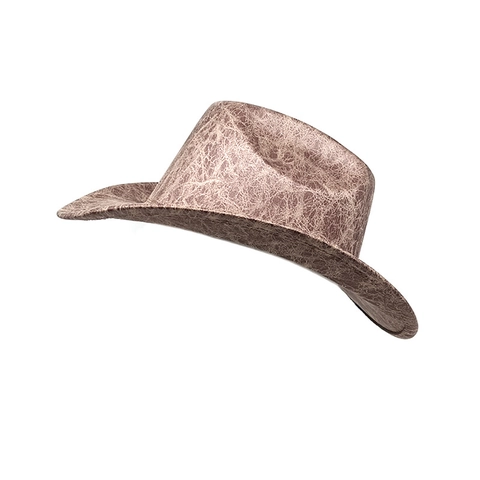 Chapeau De Cowboy Western Vintage Texture Craquelée Large Bord Fedora Pour Voyage En Plein Air Protection Solaire