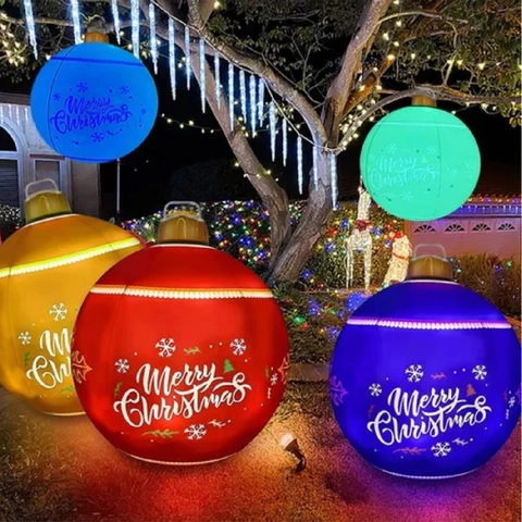 Inflatable Christmas Ball LED Lighted PVC Waterproof Outdoor Yard Ornament Remote Control Sixteen Color Changing Holiday