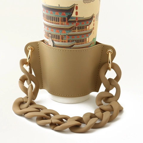 Portable PU Leather Coffee Cup Sleeve Anti-Scald Heat Insulation Handheld Milk Tea Cup Cover With Metal Eyelets Stitching
