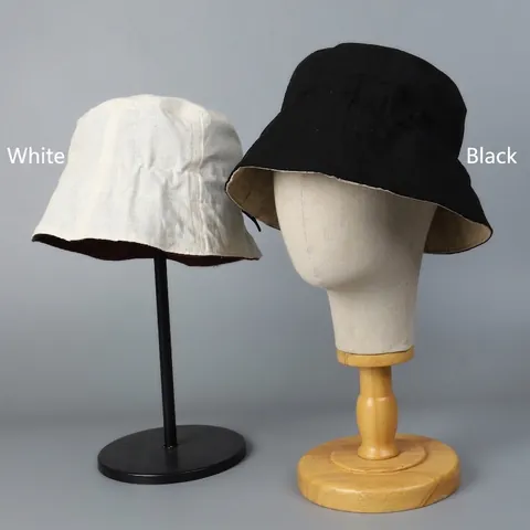 Chapeau Bob Réversible En Coton Lin Pliable Protection Solaire Bord Large Réglable Chapeau D'été Minimaliste