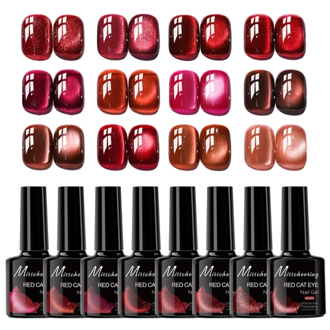 Esmalte De Uñas En Gel Ojo De Gato Rojo Efecto Magnético Rubí Brillo UV LED Soak Off Manicura Profesional DIY Larga Duración Arte