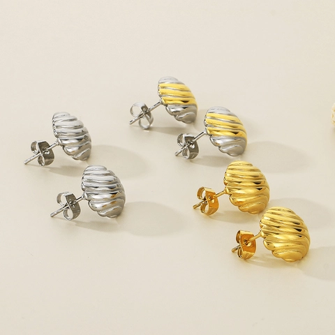 Orecchini A Lobo In Acciaio Inossidabile Con Texture A Conchiglia Gioielli Geometrici Minimalisti Vintage Per Donne