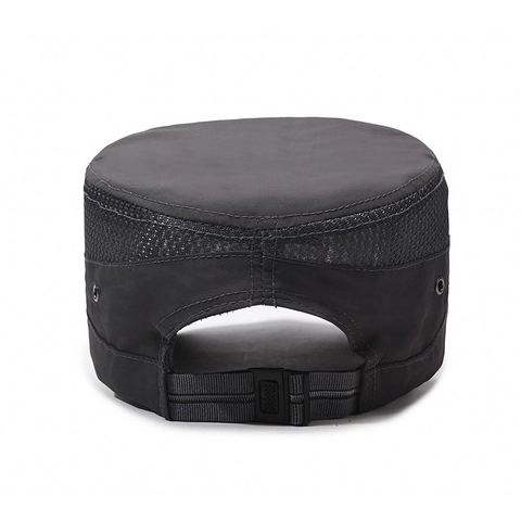Men Cadet Cap Flat Top Military Hat Breathable Polyester Mesh Quick Dry Outdoor Sun Protection Adjustable Fashion