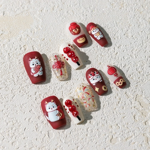 Adesivi Per Unghie In Rilievo 3D Capodanno Cinese Motivo Drago Decalcomanie Bronzatura Laser Fai Da Te Manicure Donna