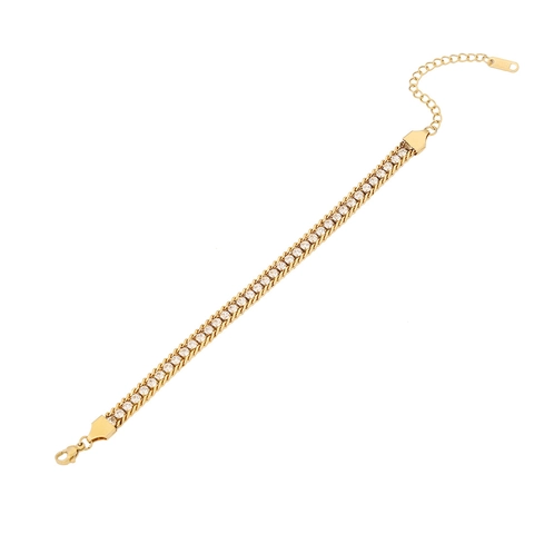 Stainless Steel Bracelet Colorful Cubic Zirconia Tennis Chain Adjustable Wristband Fashion Jewelry For Women
