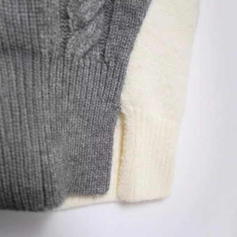 Gilet Maglione Donna Maglia A Trecce Senza Maniche Girocollo Color Block Casual Autunno Inverno Top