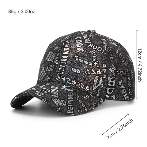 Casquette De Baseball Imprimé Graffiti Métallique Polyester Réglable Streetwear Chapeau De Soleil Hommes Femmes