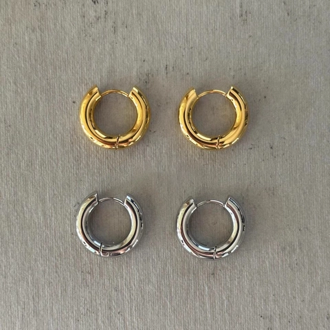 Chunky Hoop Earrings Stainless Steel Gold Plated Simple Minimalist Huggie Style Fashion Jewelry For Men Women
