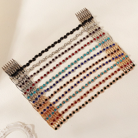 Elegant Bridal Connected Hair Combs With Shimmering Rhinestone Crystal Chain Wedding Headband For Women Simple Accessory