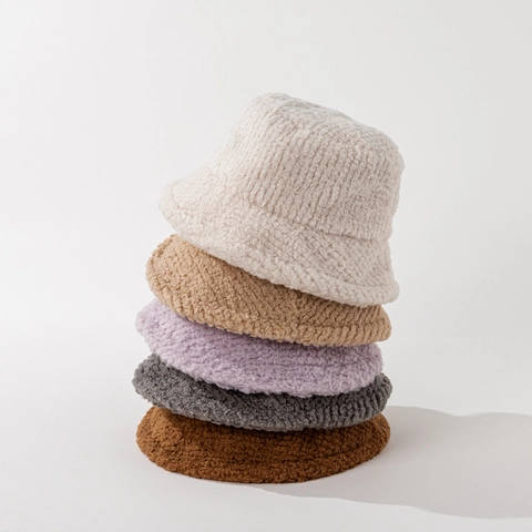Sombrero De Pescador Invierno Lana De Cordero Sintética Felpa Cálido Cortavientos Color Sólido Moda Para Hombres Mujeres