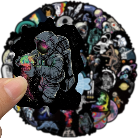 Pegatinas Espacio Astronauta Impermeable PVC Calcomanías Para Portátil Maleta Guitarra Botella Agua Graffiti