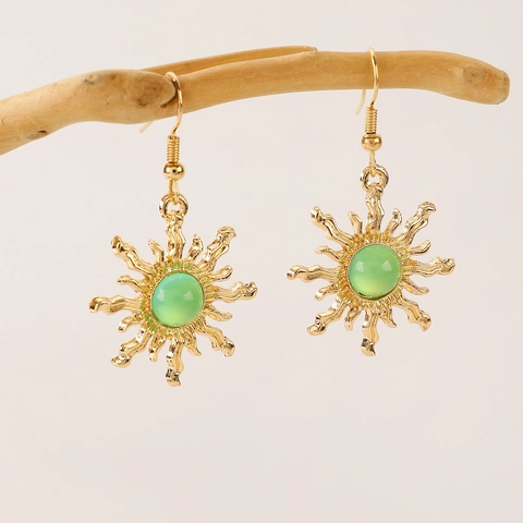 Vintage Bohemian Sunburst Drop Earrings And Artificial Pearl Bracelet For Women Gold Silver Alloy Rhinestone Jewelry Gift