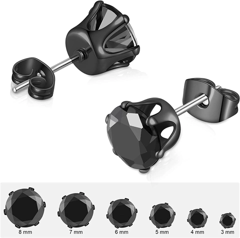 Minimalist Stainless Steel Zirconia Stud Earrings For Women Crown Six Claw Inlaid Zircon Earrings Jewelry Accessory