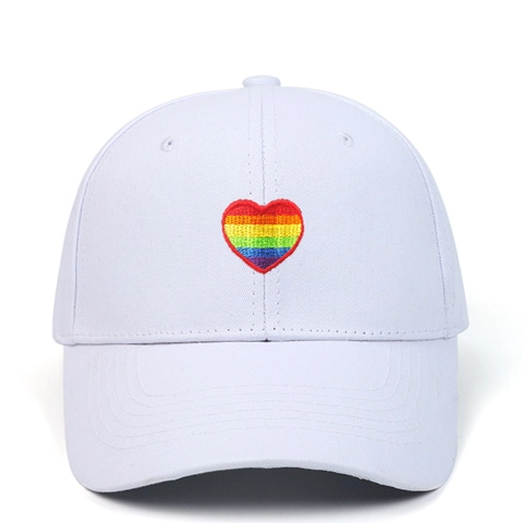 Gorra de Béisbol Bordada con Corazón de Arcoíris de Moda Unisex Sombrero de Sol Ajustable de Algodón Casual Deporte