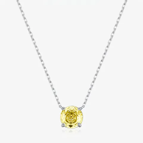 Rund Rose Cut Zirkon Anhänger Halskette 925 Sterling Silber Minimalistisch Funkelnd Schlüsselbein Kette Schmuck Für Damen