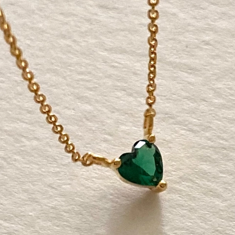 Collar De Plata De Ley 925 Con Colgante De Corazón De Circón Verde Joyería Romántica Sencilla Para Mujer