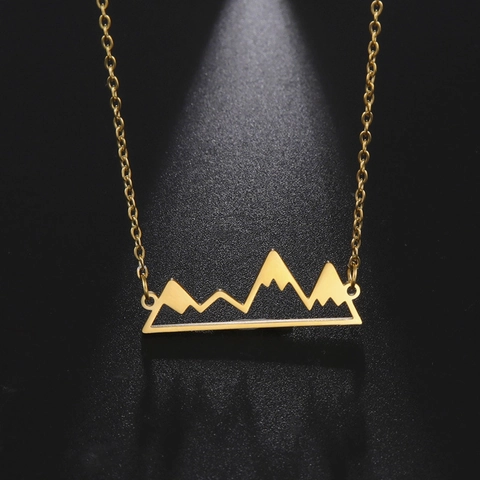 Collana Con Ciondolo Vetta Della Montagna Acciaio Inossidabile Cavo Geometrico Ispirato Alla Natura Gioielli Minimalisti