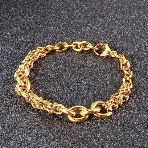Stainless Steel Dragon Scale Splicing Chain Bracelet Byzantine Weave Minimalist Unisex Jewelry For Men And Women