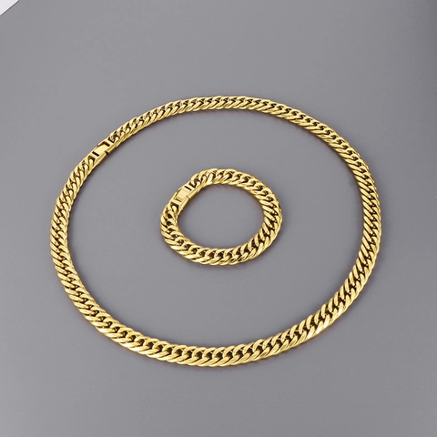Collana E Bracciale A Maglia Cubana In Acciaio Inossidabile Hip Hop Catena Per Uomini Gioielli Di Tendenza Punk
