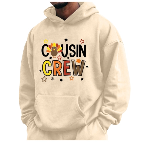 Herren Hoodie Polyester Langarm Thanksgiving Cousin Crew Druck Kängurutasche Kordelzug Casual Herbst Pullover
