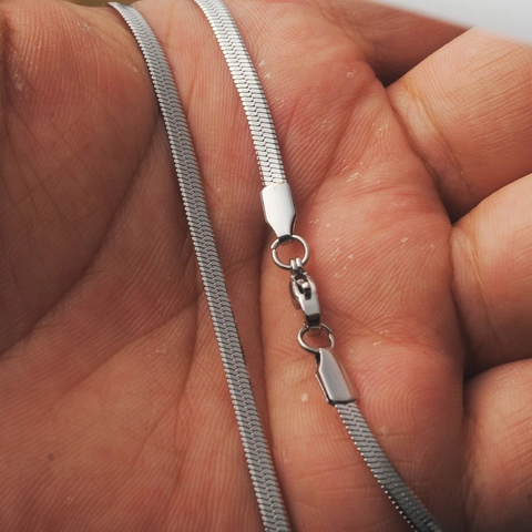 Collar De Cadena De Serpiente Plana De Acero Inoxidable Minimalista Eslabón De Cuchilla Joyería Hip Hop Unisex