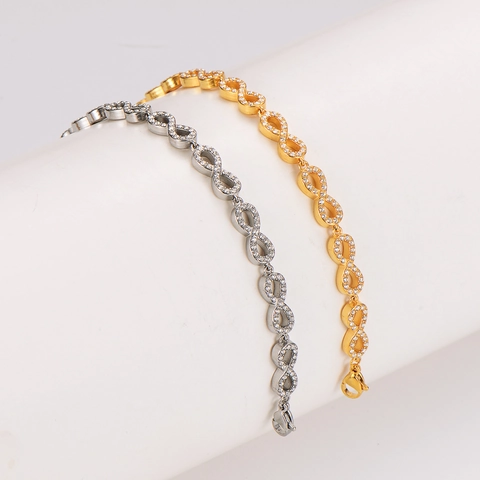 Bracciale Simbolo Infinito Acciaio Inossidabile Zircone Pavimentato Gioielli Moda Lusso Minimalista Per Donne Uomini Oro Argento