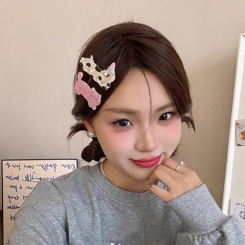 Acetate Hair Clips Cute Cartoon Dog Cat Shape Marble Texture Side Bangs Hairpins For Girls Women Party Hair Accessories