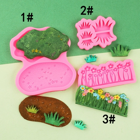Silikon Kuchenform Gras Rasen Blumen Cluster Fondant Schokolade Harz Ton DIY Dekorationswerkzeuge