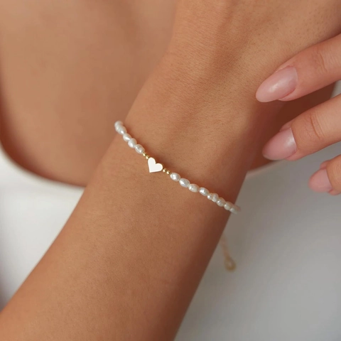 Pulsera De Perlas Barrocas Artificiales Y Collar Con Colgante De Corazón Acero Inoxidable Chapado En Oro 18K Joyería Perla Artificial Irregular