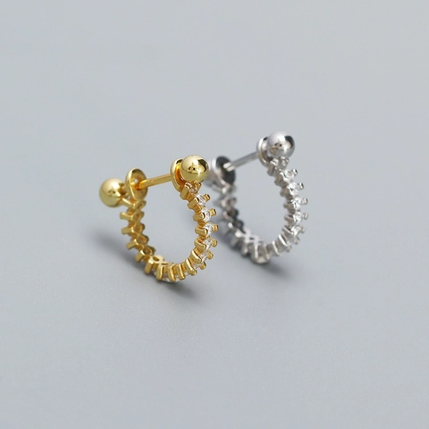 925 Sterling Silber Knorpel Ohrring Cubic Zirkonia U Form Huggie Mit Schraubkugel Verschluss Winziger Minimalistischer Schmuck