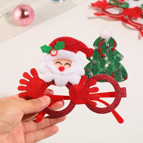 Christmas Eyeglasses Frames Plastic Glitter Felt Santa Claus Reindeer Snowman Decor Holiday Party Costume Gift