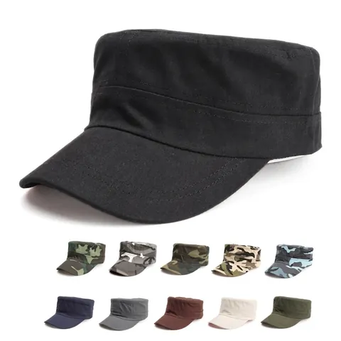Unisex Cadet Pet Katoen Polyester Militaire Trainingshoed Ademend Zonbescherming Tactische Camouflage Effen Kleur Platte Pet