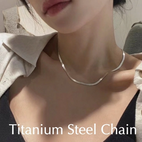Collana A Catena Di Serpente Piatta Acciaio Al Titanio Minimalista Lucidato Impermeabile Versatile Gioielli Da Clavicola Per Uomini Donne