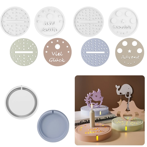 Moule En Silicone Rond Pour Base De Bougeoir Coulée De Résine DIY Noël Avent Design Creux Décoration Maison