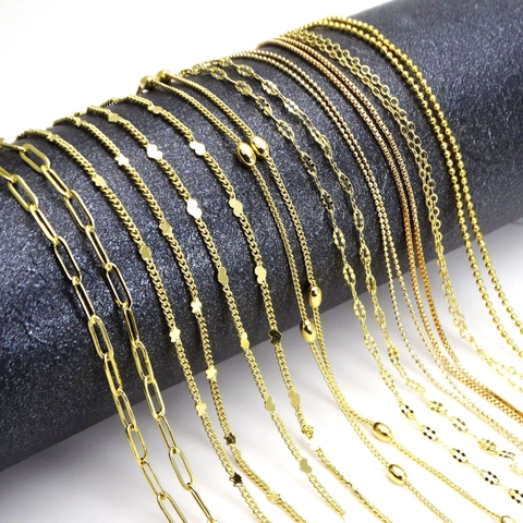 Versatile Gold Plated Copper Necklace Chain For Women Minimalist Link Box Bead Star Heart Style Choker Accessory