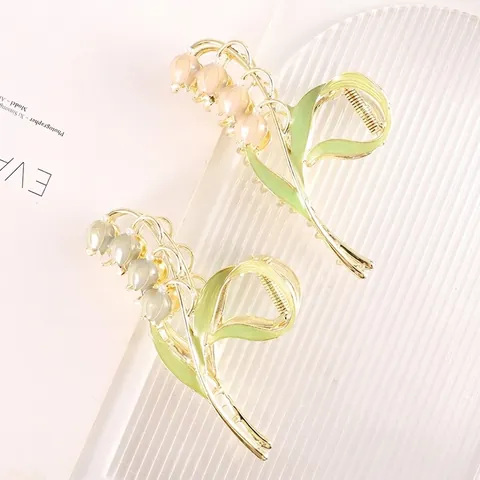 Molletta Per Capelli Mughetto Lega Smalto Fiore Con Perla Artificial Sintetica Elegante Fermaglio Per Capelli Vintage Francese Da Donna
