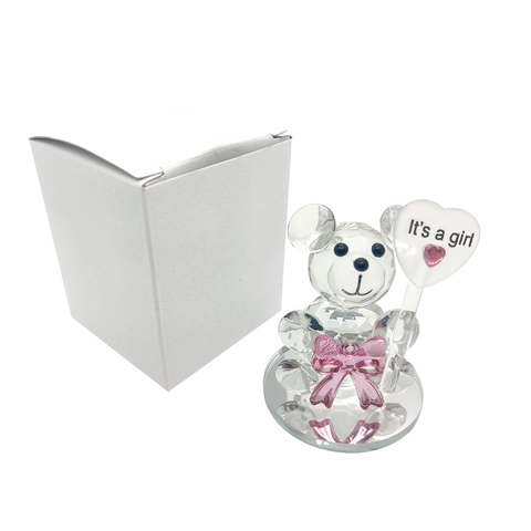 Kristall Teddybär Figur Mit Herzschild Für Babyparty Geschenke Gender Reveal Home Deko Ornament