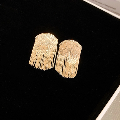 Long Tassel Drop Earrings Geometric Metal Chain Dangle With 925 Sterling Silver Earring Post Chic Jewelry For Women