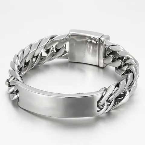 Heren Cubaanse Schakelarmband ID 316L Roestvrij Staal Gepolijst Rechthoekige Plaat Hip Hop Mode Sieraden