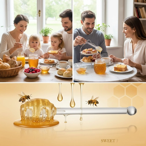 Transparent Honey Dipper Plastic Food Grade Spiral Head Stirring Stick For Syrup Drizzling Kitchen Gadget