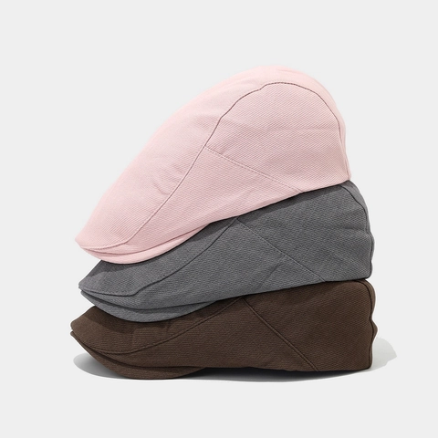 Gorra Plana De Algodón Vintage Transpirable Ajustable Estilo Británico Para Hombres Y Mujeres Color Sólido