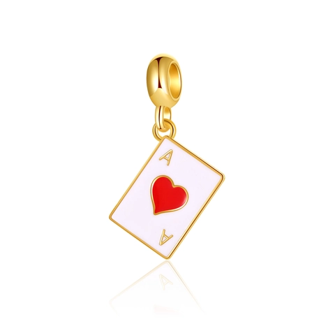 Ace Of Hearts Poker Card Pendant Alloy Gold Plated Enamel Red Heart Charm For DIY Jewelry Making Necklace Bracelet Accessory